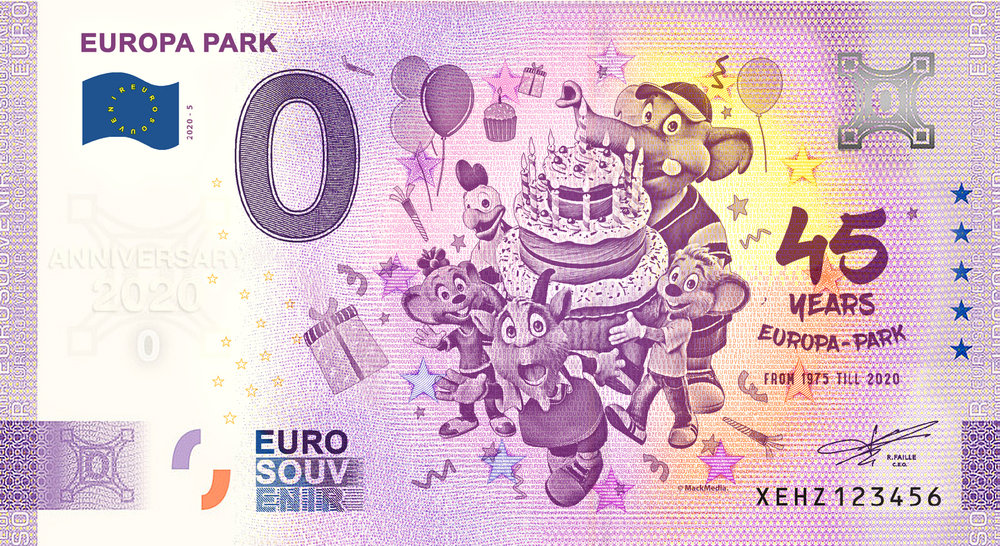 Anniversary Euro Souvenirschein 45 Jahre Europa Park Onlineshop