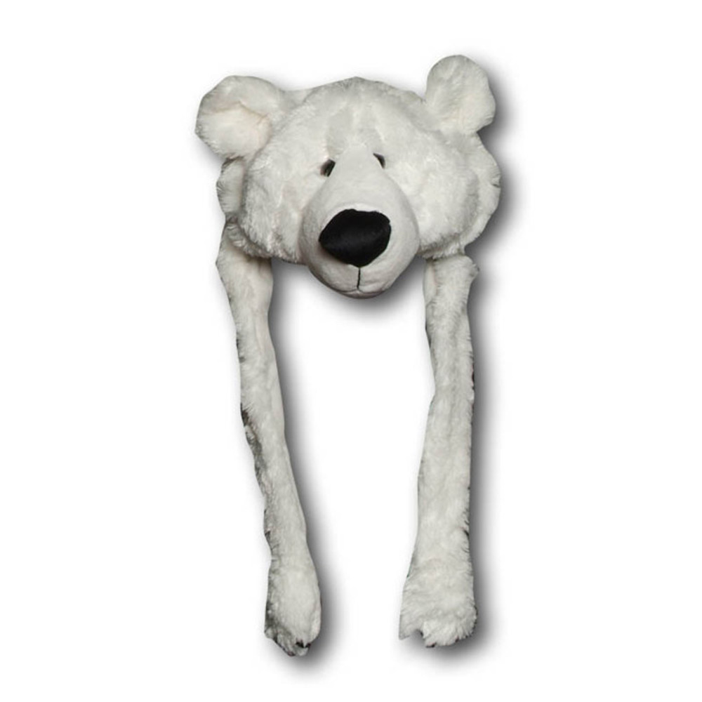 Bonnet en peluche ours blanc