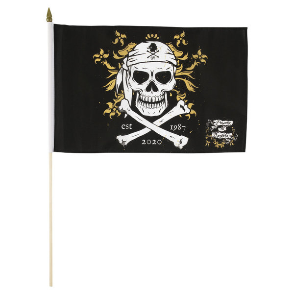 Flagge Piraten in Batavia mit Holzstab
