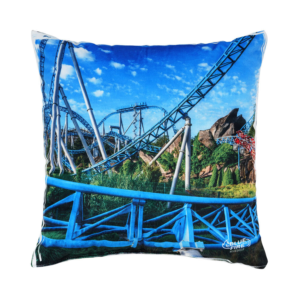 Reversible rollercoaster cushion blue fire Megacoaster and Silver Star
